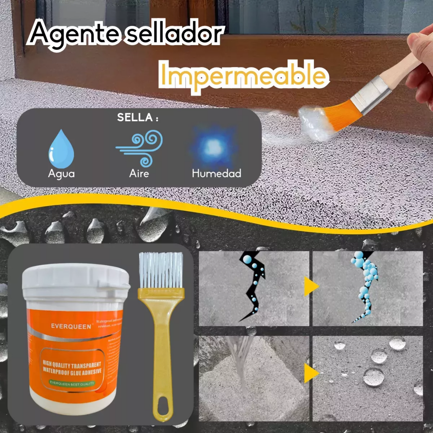 Sellador Tapagotera Impermeable Líquido 1000g Sellador Adhesivo