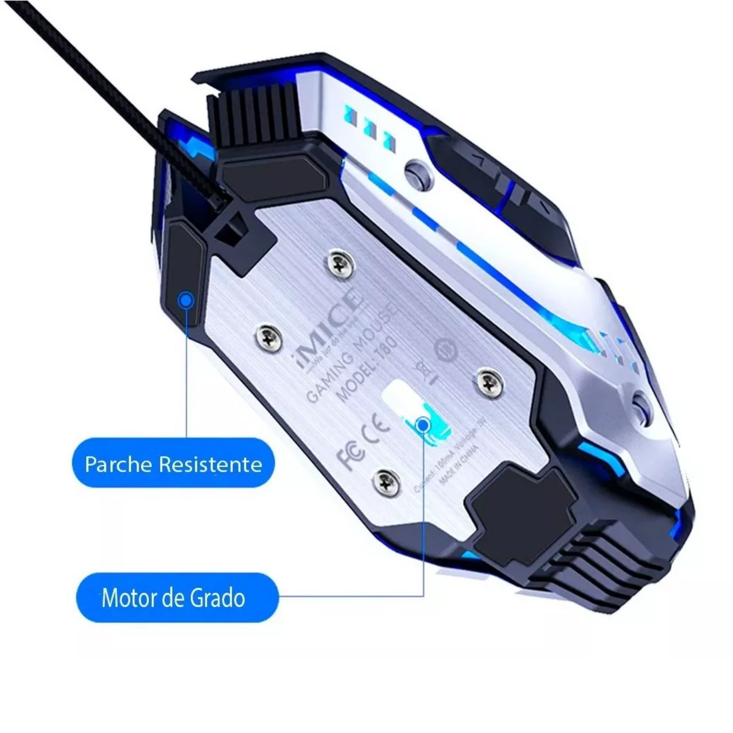 Mouse Gamer Rgb Imice T80 3200 Dpi Iluminado Maus Gamer Color Negro