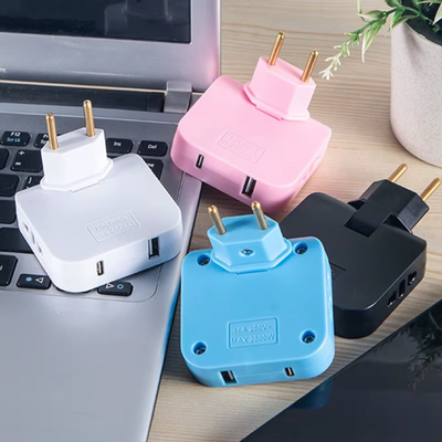 Adaptador de Enchufe de Toma de Corriente 3 en 1 de la UE 180°