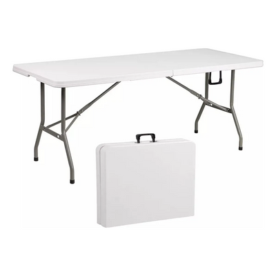 Mesa Plegable Camping 180 x 75 cm Portátil - Color Blanco