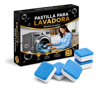 Pastillas para Lavadora 12 Tabletas – Elimina Sarro, Olores y Residuos