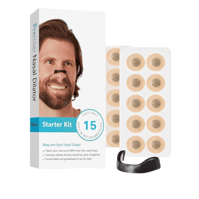 Dilatador Nasal Negro Starter Kit | 15 Días – Alivio de Ronquidos, Mejor Respiración para Dormir y Deporte