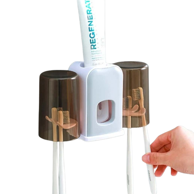 Dispensador de pasta dental con Dos Vasos Organizador