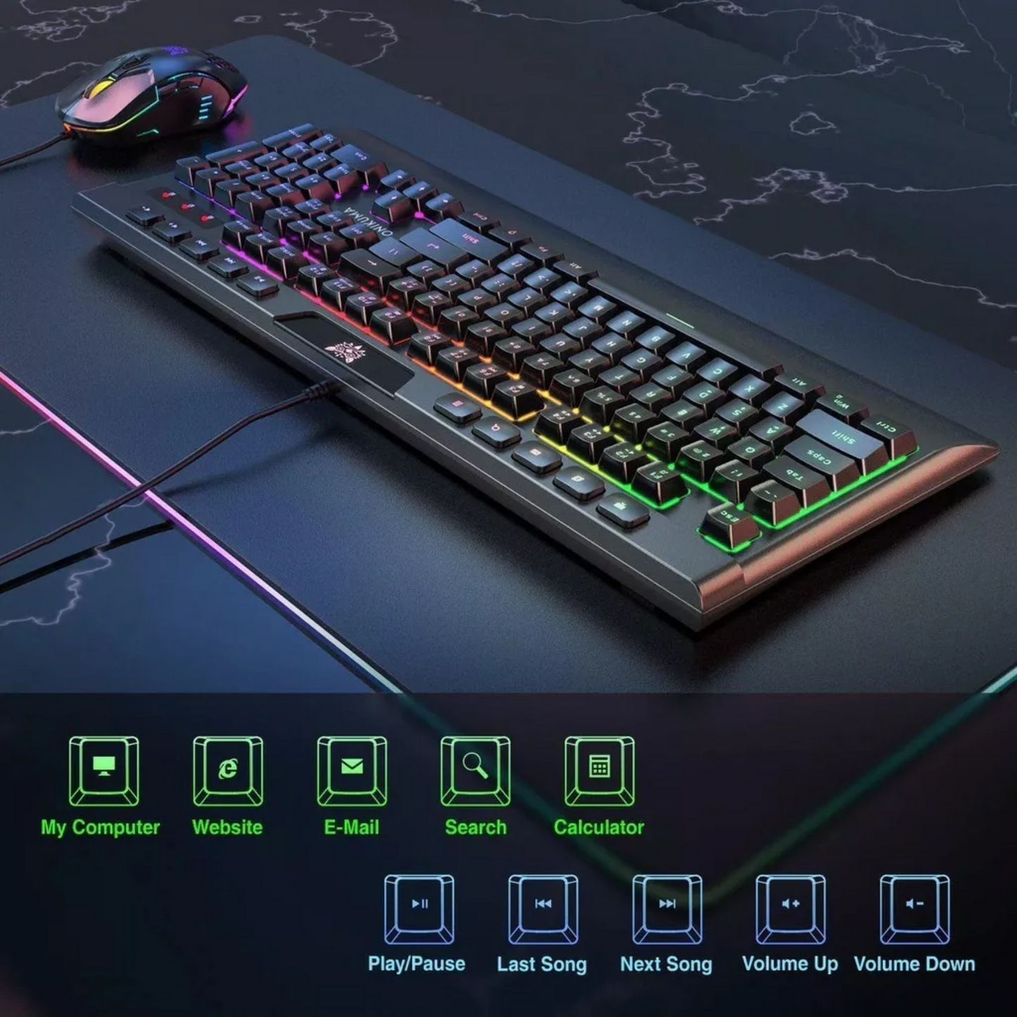 Kit Gamer Onikuma Teclado G21+ Mouse Cw902 Rgb