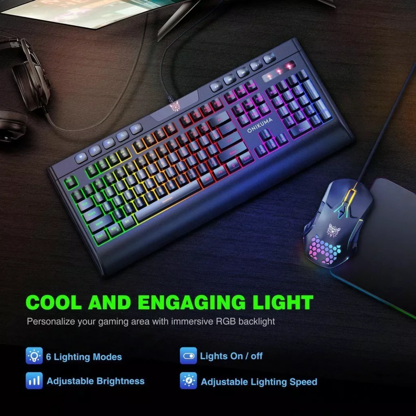 Kit Gamer Onikuma Teclado G21+ Mouse Cw902 Rgb