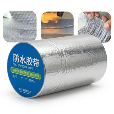 Cinta Adhesiva Tapa Gotera De Butilo 20 Cm X 5 Mts Gris Wowi Plateado