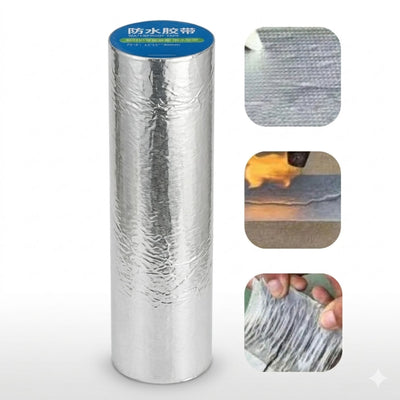 Cinta Adhesiva Tapa Gotera De Butilo 50 Cm X 5 Mts Gris Wowi Plateado